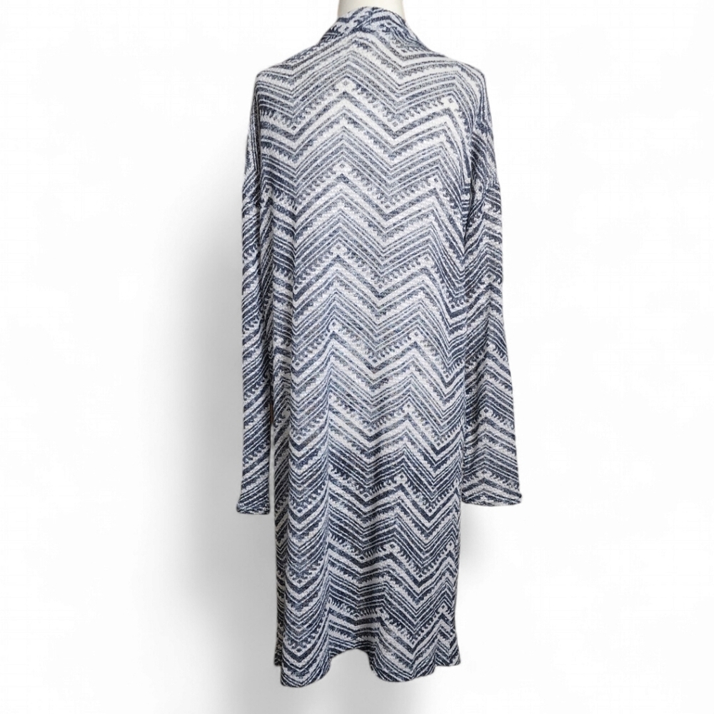 Aeropostale Womens Blue Cheveron Print Cardigan Duster - Picture 3 of 6